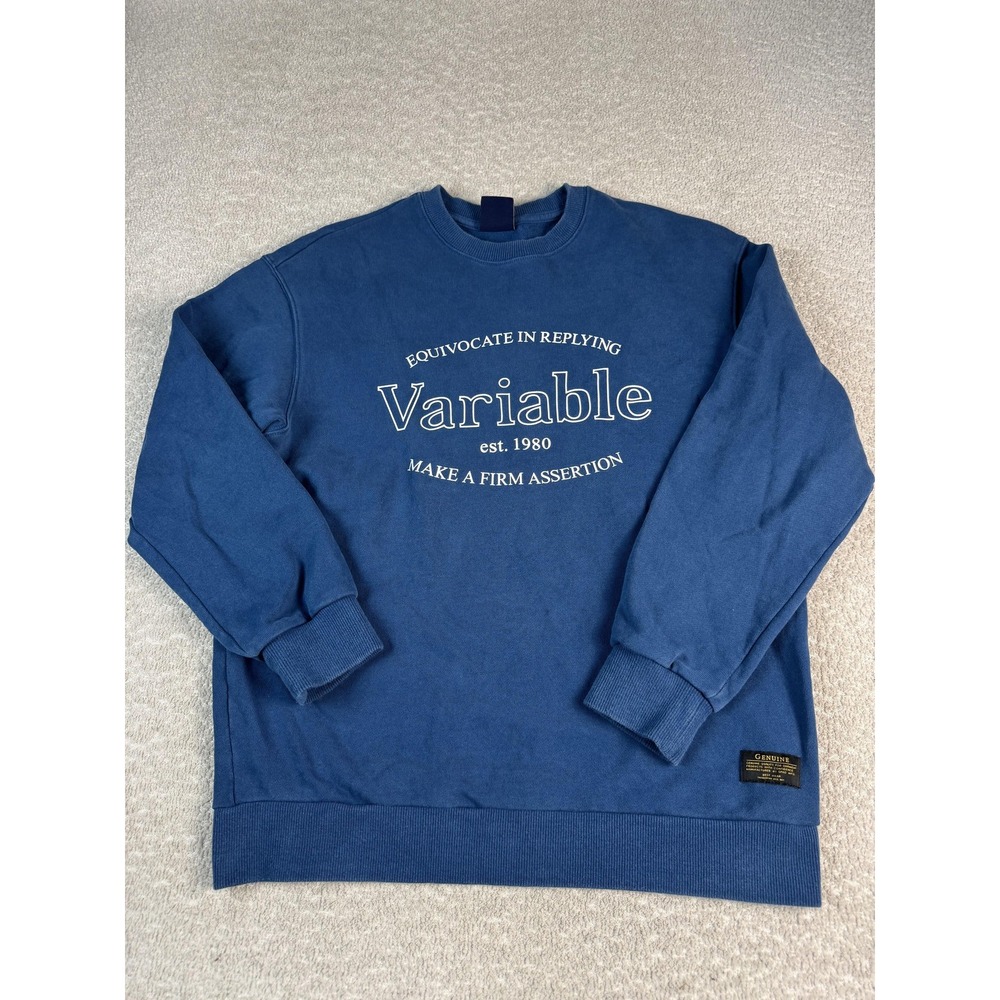 SPAO Sweatshirt Mens Large Blue Variable Graphic Crewneck‎ Pullover Cotton Logo